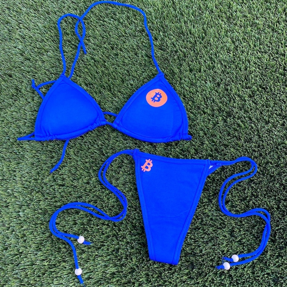 The Original Bitcoin Thong Bikini in Royal Blue